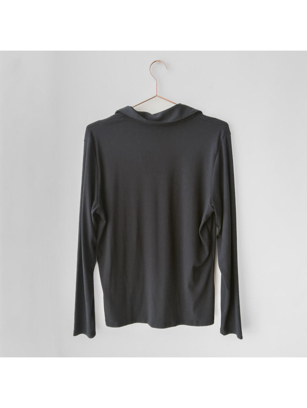 NWOT Abercrombie Black Open Collar Long Sleeve Top Size XL - Picture 4 of 6